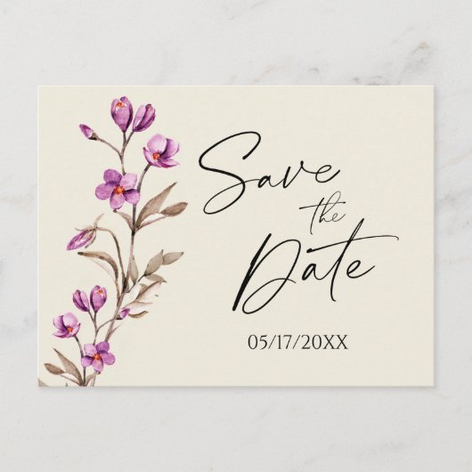Carte Postale Pastel Fleur sauvage Boho Wedding Enregistrer La D (Devant)