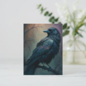 Carte Postale Pastel Goth Art Illustré Corbeau Solitaire (Debout devant)