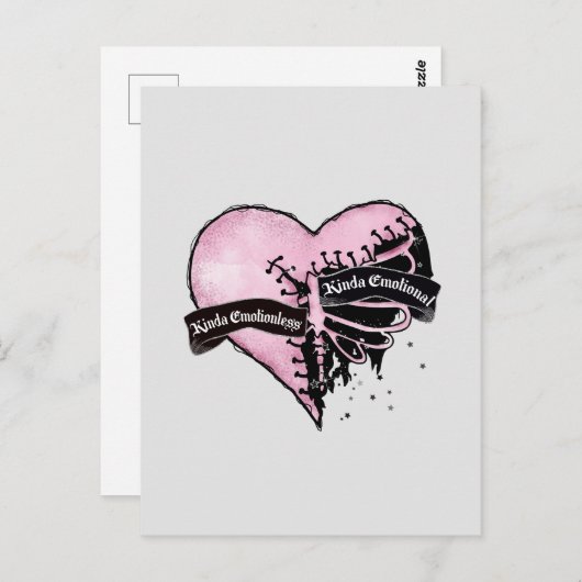 Carte Postale Pastel Goth Heart | Émotionnel et sans émotion (Devant / Derrière)