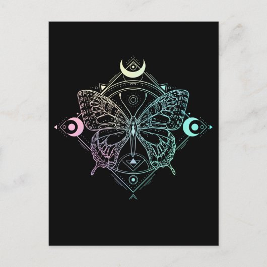 Carte Postale Pastel Goth Moon Gothic Wicca Crescent Butterfly (Devant)