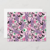 Carte Postale Pastel Goth Rockabilly Bunny Éffrayant (Devant / Derrière)