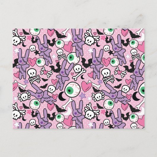 Carte Postale Pastel Goth Rockabilly Bunny Éffrayant (Devant)