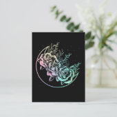 Carte Postale Pastel Goth Rose Lune Croissant gothique Fleurs (Debout devant)