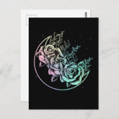 Carte Postale Pastel Goth Rose Lune Croissant gothique Fleurs (Devant / Derrière)