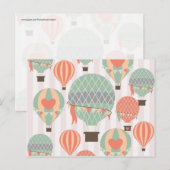 Carte Postale Pastel Hot Air Balloons Monte Pink Strié Sky (Devant / Derrière)