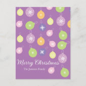 Carte Postale Pastel Noël Ornements Snowflakes Violet (Devant)