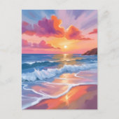 Carte Postale Pastel Ocean Sunset | Tableau de plage coloré (Devant)