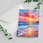 Carte Postale Pastel Ocean Sunset | Tableau de plage coloré