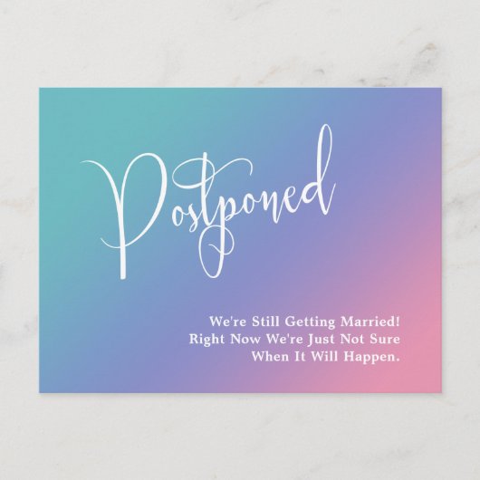 Carte Postale Pastel Ombre Gradient Mariage reporté (Devant)