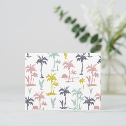 Carte Postale Pastel Palm Tree by the Beach Motif (Debout devant)