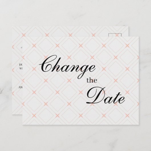 Carte Postale Pastel Peach et Crème Géométrique Modifier la date (Devant / Derrière)