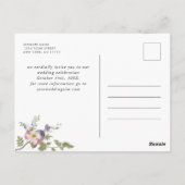 Carte Postale Pastel Pink Boho Floral Fleur sauvage Enregistrer (Dos)