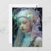 Carte Postale Pastel Pink Cheveux Sci Fi Femme (Devant / Derrière)