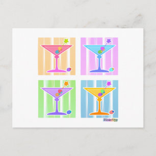 CARTE POSTALE PASTEL POP ART MARTINIS