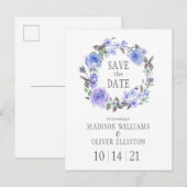 Carte Postale Pastel Purple Aquarelle Florale | Enregistrer la d (Devant / Derrière)