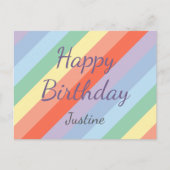 Carte Postale Pastel Rainbow Diagonal Stripes Anniversaire (Devant)