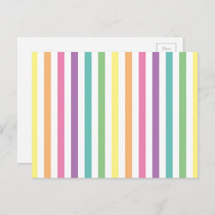 Carte Postale Pastel Rainbow et White Stripes Motif