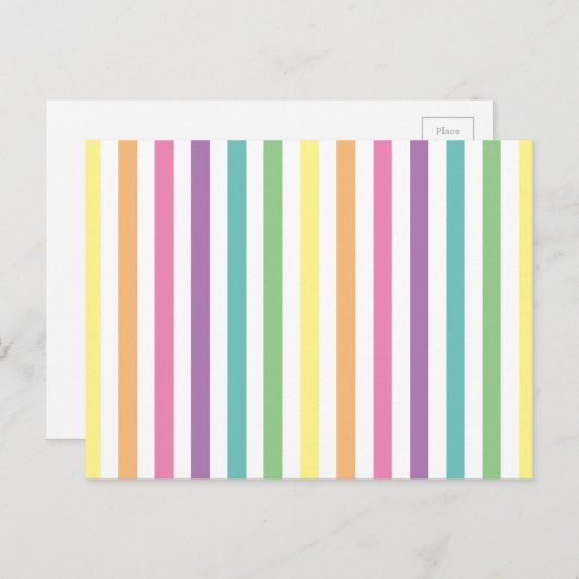 Carte Postale Pastel Rainbow et White Stripes Motif (Devant / Derrière)