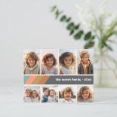 Carte Postale Pastel Retro Stripe - 8 Photo Collage (Debout devant)