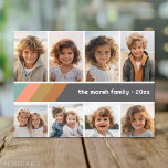 Carte Postale Pastel Retro Stripe - 8 Photo Collage<br><div class="desc">Avant - 8 Modèle photo dans une grille simple avec une bordure blanche. Un motif rayé amusant et rétro avec des rayures sur un arrière - plan gris. et une police simple font un design moderne et minimal à envoyer à des amis. Retour - Design standard de carte postale. Si...</div>