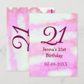 Carte Postale Pastel rose vert simple nom date 21e anniversaire  (Devant / Derrière)
