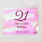 Carte Postale Pastel rose vert simple nom date 21e anniversaire  (Dos)