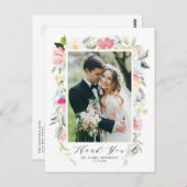 Carte Postale Pastel Spring Floral Blooms Mariage Merci (Devant / Derrière)