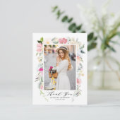 Carte Postale Pastel Spring Floral Blooms Merci de graduation (Debout devant)