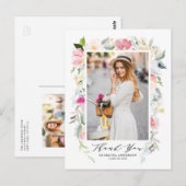 Carte Postale Pastel Spring Floral Blooms Merci de graduation (Devant / Derrière)