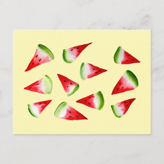 Carte Postale Pastèque aquarelle fruit mignon (Devant)