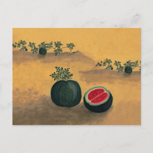 Carte Postale Pastèque dans le jardin (Devant)
