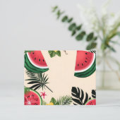 Carte Postale Pastèque Et Fleurs Vibrantes (Debout devant)