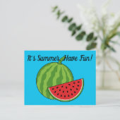 Carte Postale Pastèque et tranche | Ajouter votre texte (Debout devant)