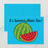 Carte Postale Pastèque et tranche | Ajouter votre texte (Devant / Derrière)