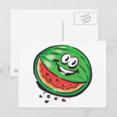 Carte Postale pastèque joyeuse (Devant / Derrière)