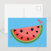 Carte Postale Pastèque Kawaii (Devant / Derrière)