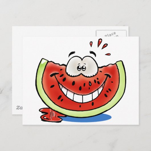 Carte Postale Pastèque mignonne (Devant / Derrière)