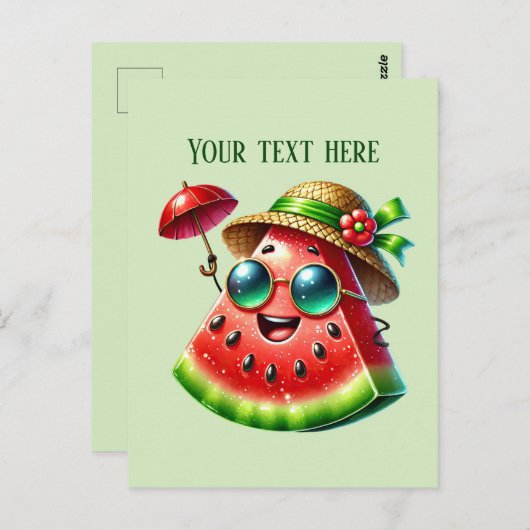 Carte Postale Pastèque mignonne ajouter texte (Devant / Derrière)