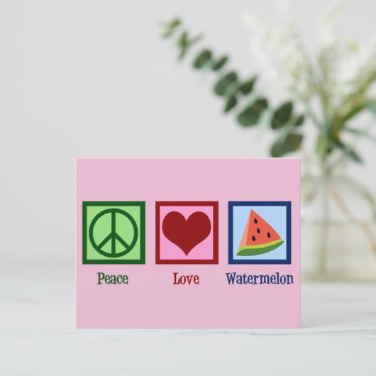 Carte Postale pastèque Peace Love (Debout devant)