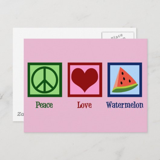 Carte Postale pastèque Peace Love (Devant / Derrière)