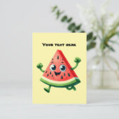 Carte Postale Pastèque personnalisable de l'été amusant (Debout devant)