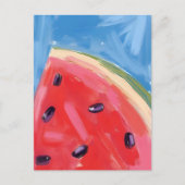 Carte Postale Pastèque rouge | Peinture de fruits à l'aquarelle (Devant)