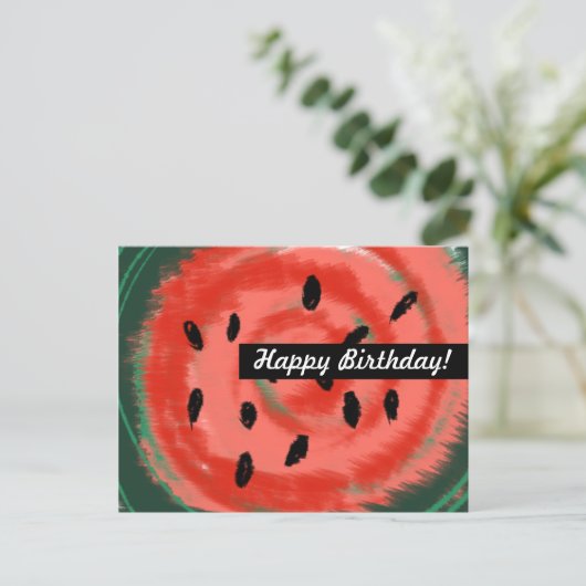 Carte Postale Pastèque Tourbillonnant d'été Abstraite (Debout devant)