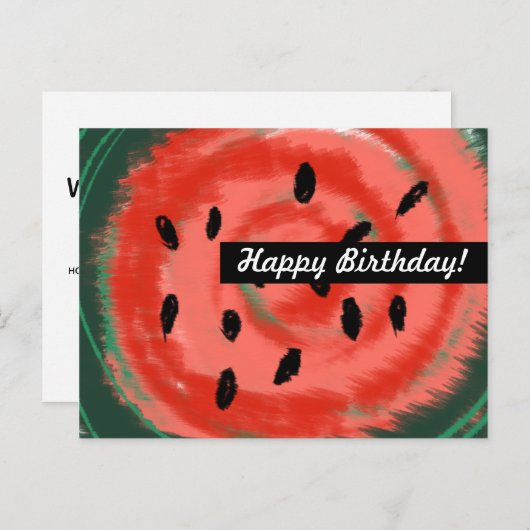 Carte Postale Pastèque Tourbillonnant d'été Abstraite (Devant / Derrière)