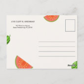 Carte Postale Pastèque verte et rouge drôle (Dos)