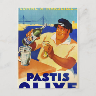 Carte Postale Pastis Olive - Comme à Marseille