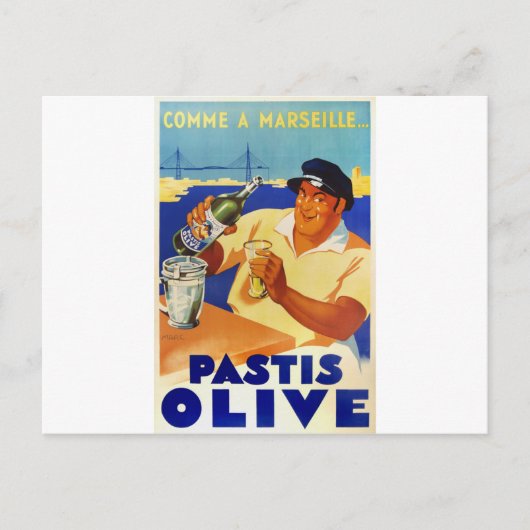 Carte Postale Pastis Olive - Comme à Marseille (Devant)
