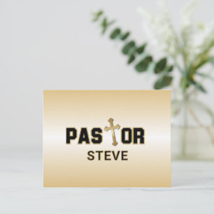 Carte Postale Pastor Black Gold Cross Personnalisé