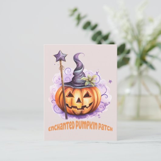 Carte Postale Patch Citrouille enchanté - Joli Jack-o’-Lantern (Debout devant)