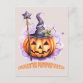 Carte Postale Patch Citrouille enchanté - Joli Jack-o’-Lantern (Devant)
